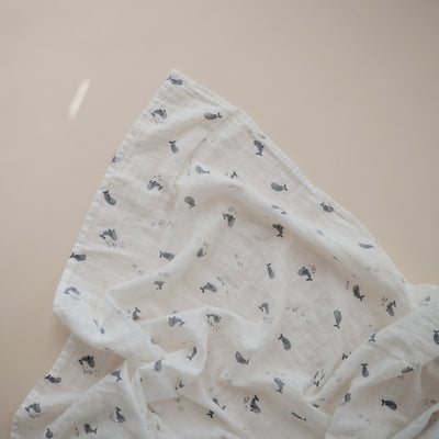 Mushie Organic Cotton Muslin Swaddle Blanket