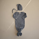 Mushie Organic Cotton Ribbed Baby Bonnet – Newborn Tie Hat
