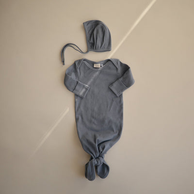 Mushie Organic Cotton Ribbed Baby Bonnet – Newborn Tie Hat
