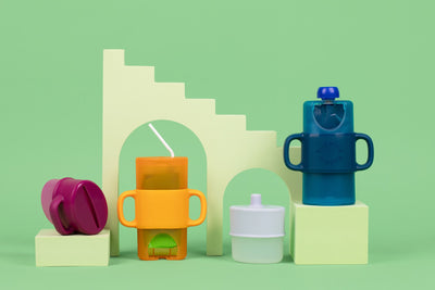 KiddyTrek 4-in-1 Sip & Snack Set – Food Pouch, Juice Box, Sippy & Snack Cup Holder