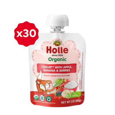 Holle Organic Yogurt Pouches - Apple, Banana & Berries