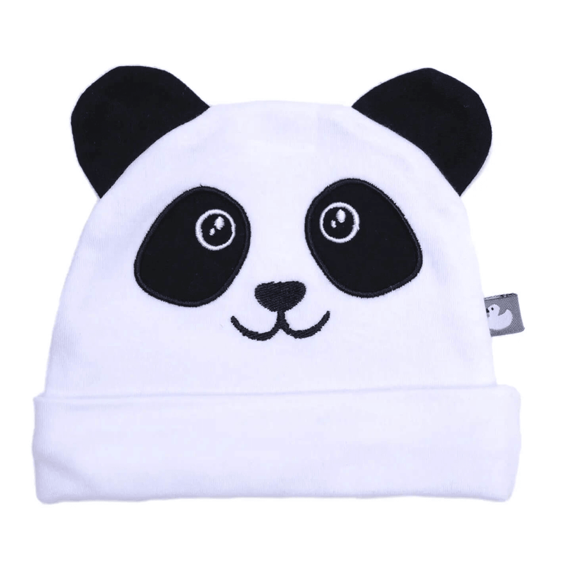 BB & CO Little Panda pure cotton birth hat - white/black ears - Euromallusa