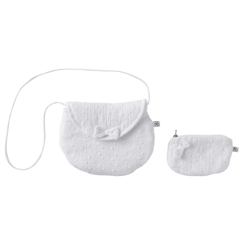 BB & Co Shoulder bag + wallet - white English embroidery - Euromallusa