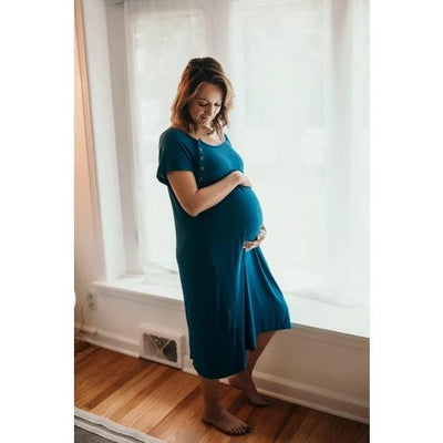 Blue Maternity Mommy Labor and Delivery/ Nursing Gown - Euromallusa