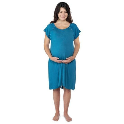 Blue Maternity Mommy Labor and Delivery/ Nursing Gown - Euromallusa