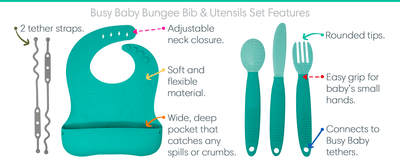 Busy Baby Bungee Bib & Utensil Set - Euromallusa