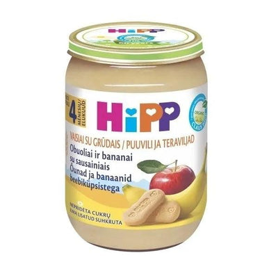 HiPP Apple And Banana With Biscuits Puree 190G (4710) - Euromallusa