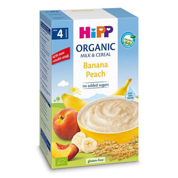 HiPP Banana Peach Organic Milk & Cereal 250g (2973) - Euromallusa