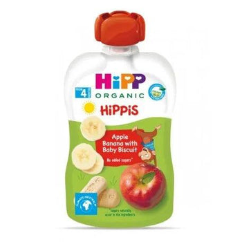 HiPP Hippis Apple Banana & Baby Biscuit Puree 100G (8508) - Euromallusa