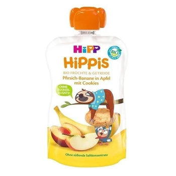 HiPP Hippis Peach Banana In Apple With Cookies 100G (847000) - Euromallusa