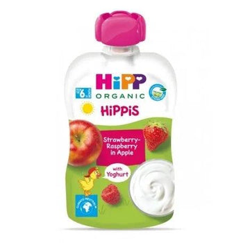 HiPP Hippis Strawbery-Raspberry In Apple With Yoghurt 100G (8681) OT ( Out of Selling) - Euromallusa