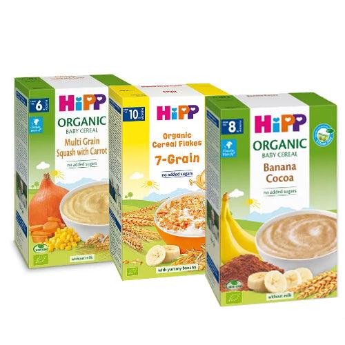 HiPP Organic Squash with Carrot + Flakes Fruit + Cocoa cereal 200g combo - Euromallusa