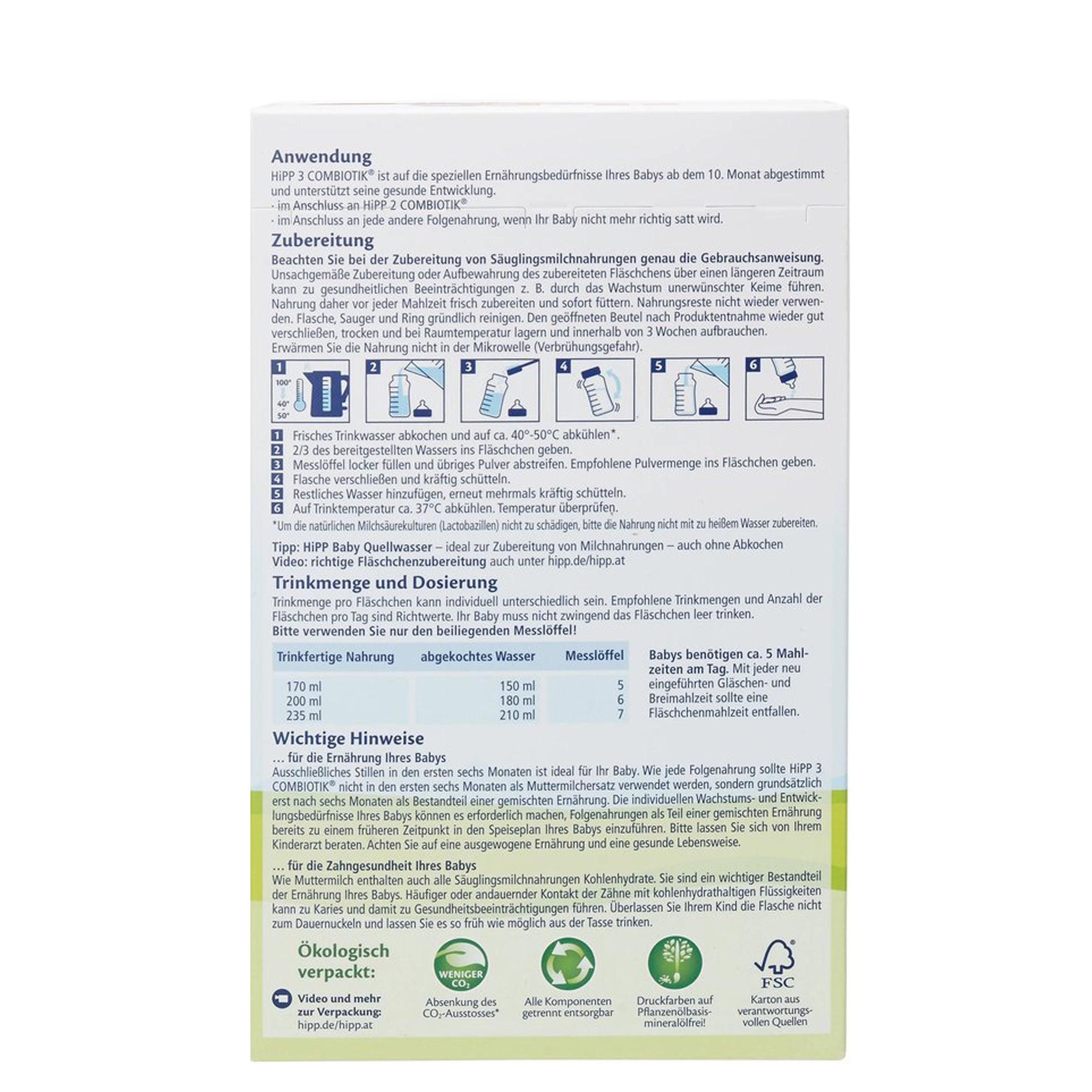 HiPP Combiotic Stage 3 Infant Milk Formula - 600g (4 Boxes)