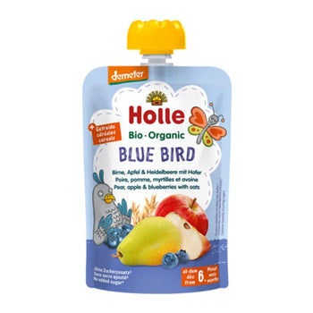 Holle Blue Bird – Pouch Pear, Apple & Blueberries With Oats 100 G (151004) - Euromallusa