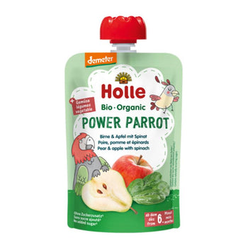 Holle Power Parrot – Pouch Pear & Apple With Spinach 100 G (151304) - Euromallusa