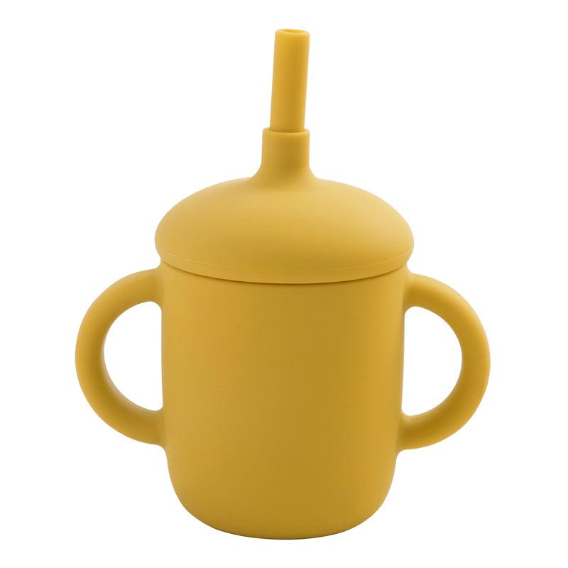 New No Spill Sippy Silicone Cup with Straw (Yellow) - Euromallusa