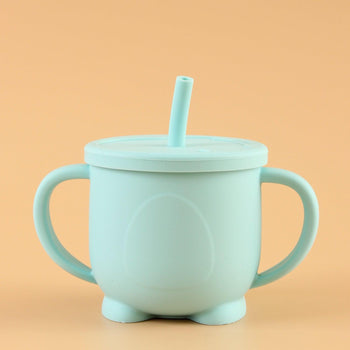 No Spill Sippy Silicone Cup with Straw (Green) - Euromallusa