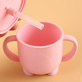 No Spill Sippy Silicone Cup with Straw (Pink) - Euromallusa