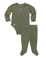Olive ribbed two-piece set - Euromallusa
