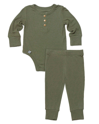 Olive ribbed two-piece set - Euromallusa