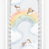 Rainbow and Birds Standard Size Crib Sheet - Euromallusa